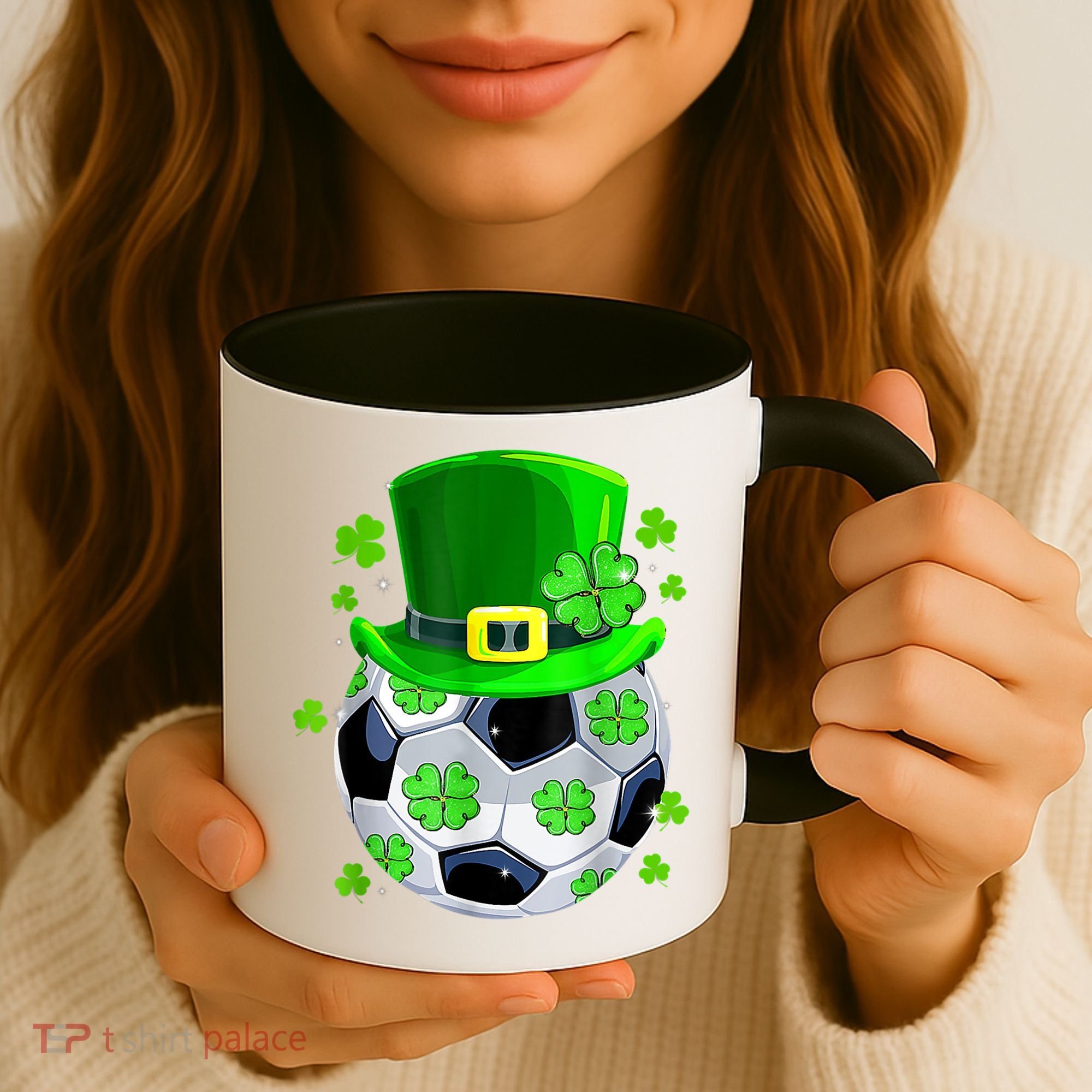Soccer Ball Shamrock Funny Irish St Patrick Day Coffee Mug