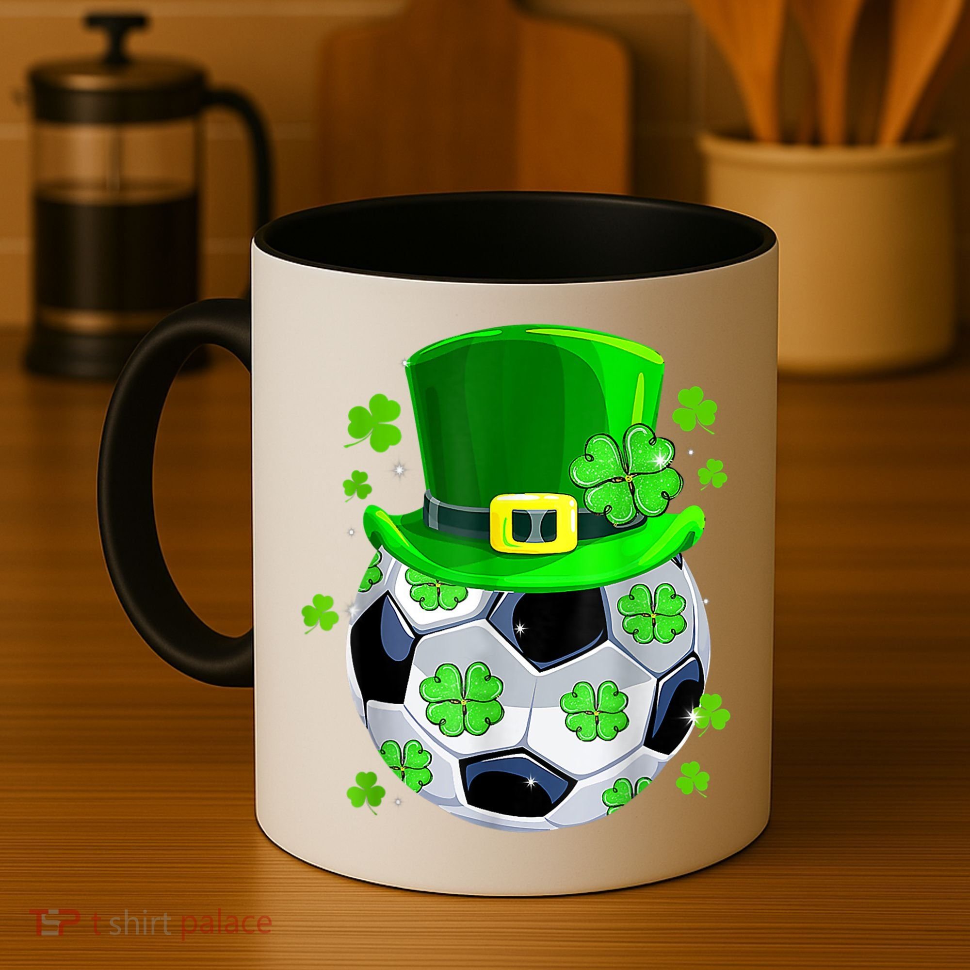 Soccer Ball Shamrock Funny Irish St Patrick Day Coffee Mug