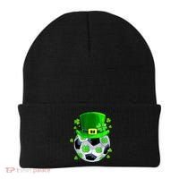 Soccer Ball Shamrock Funny Irish St Patrick Day Beanie thumb 0