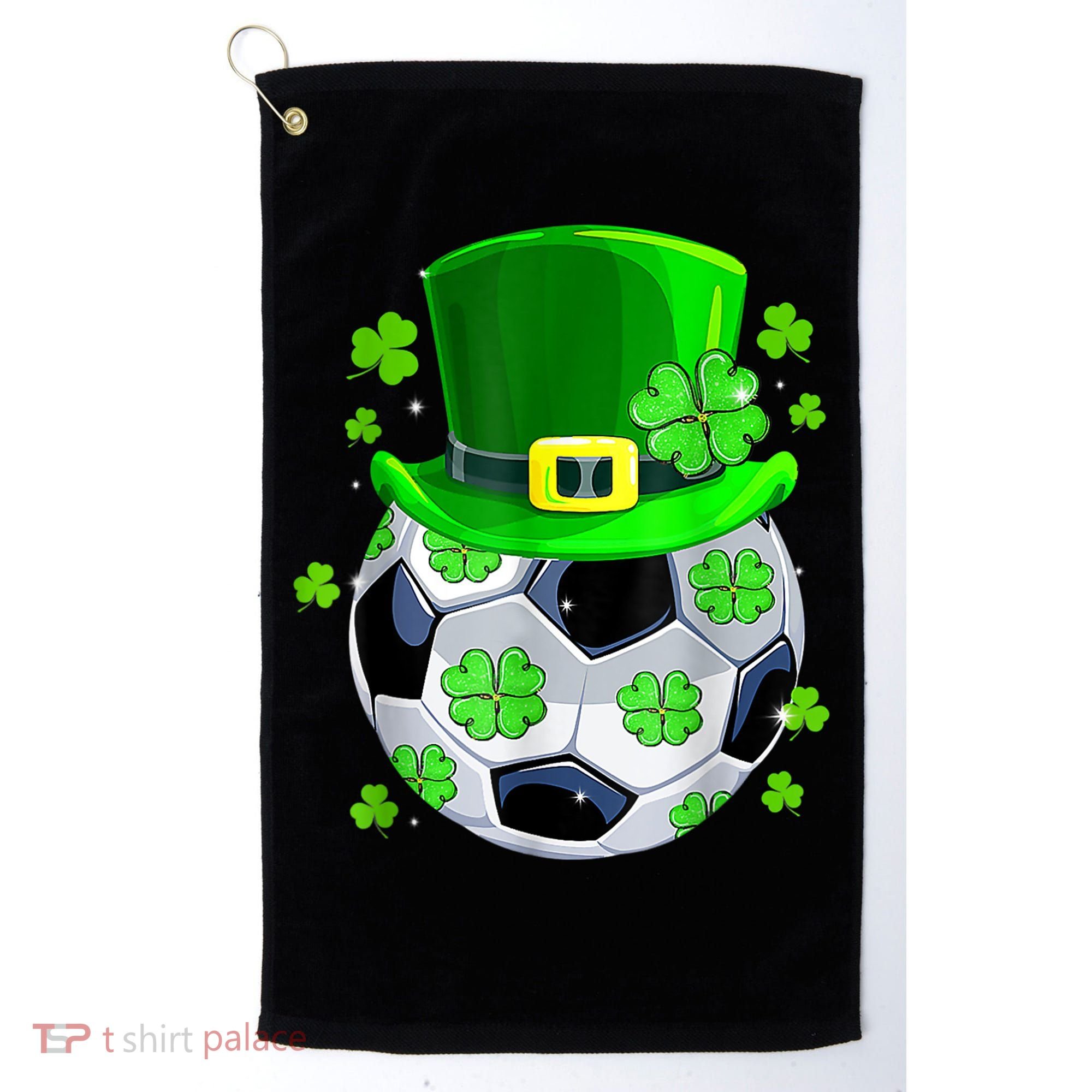 Soccer Ball Shamrock Funny Irish St Patrick Day Golf Towel