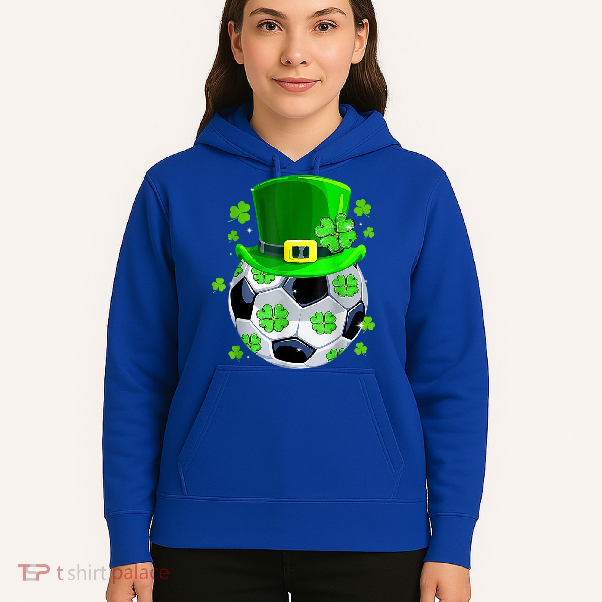 Soccer Ball Shamrock Funny Irish St Patrick Day Hoodie