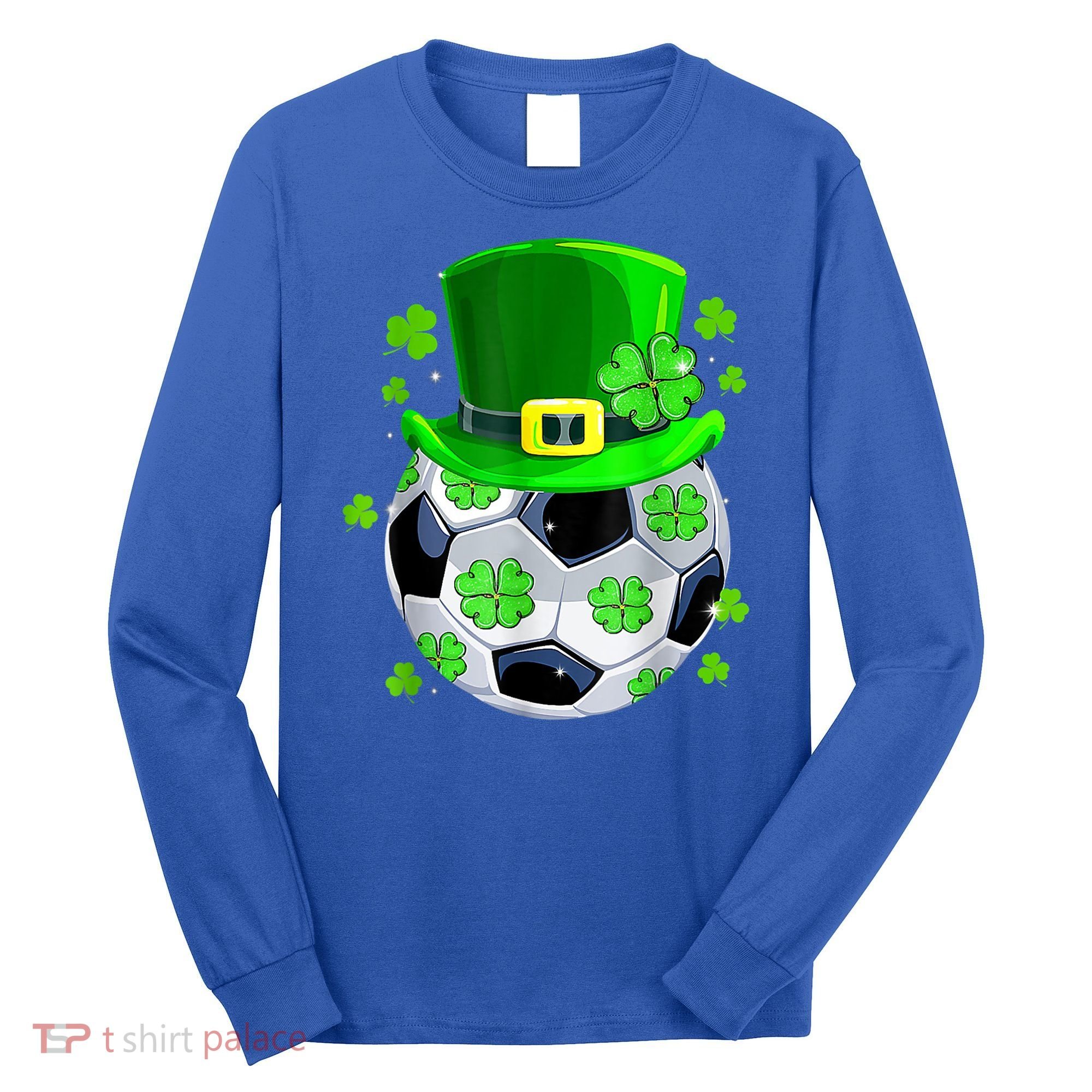 Soccer Ball Shamrock Funny Irish St Patrick Day Long Sleeve Shirt