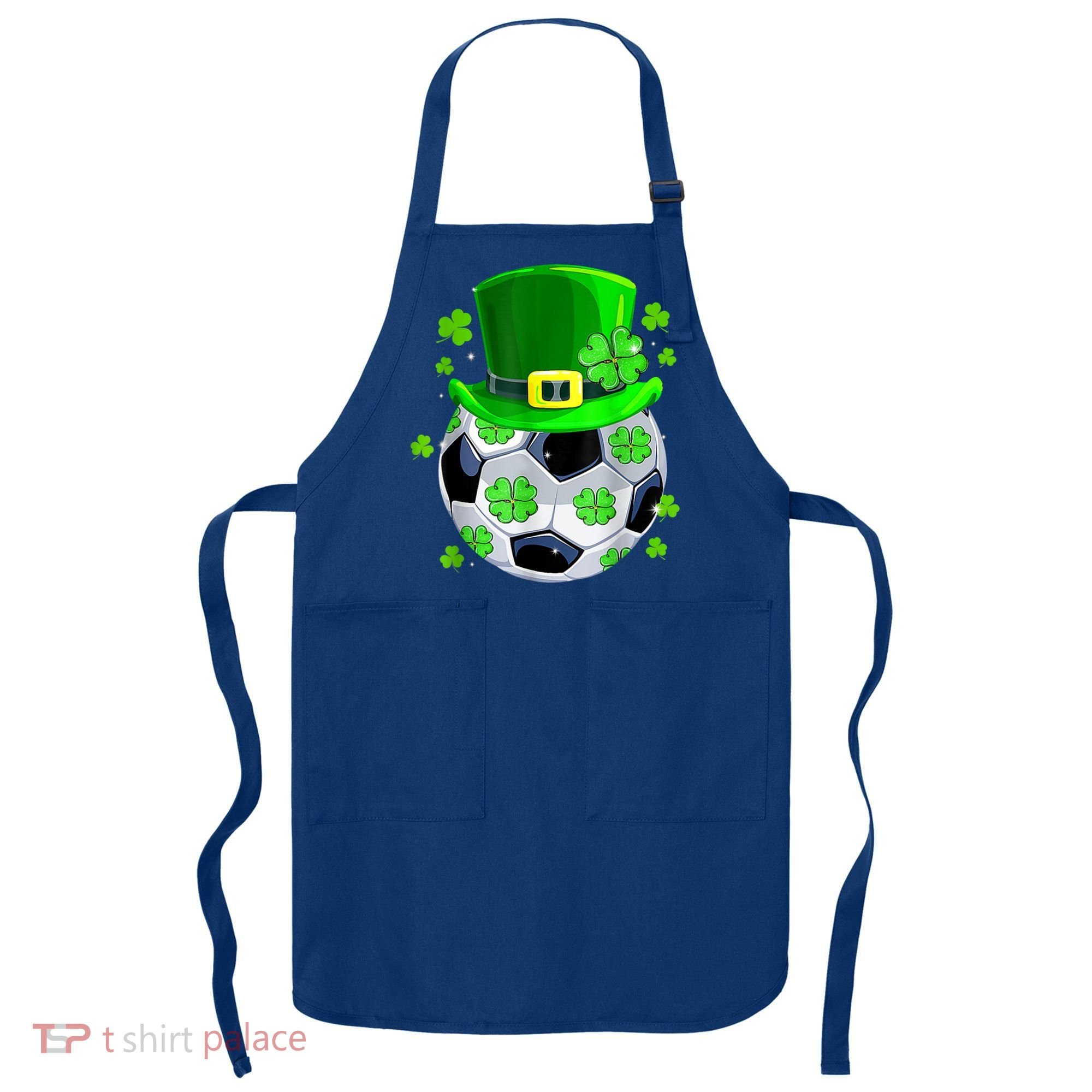 Soccer Ball Shamrock Funny Irish St Patrick Day Apron