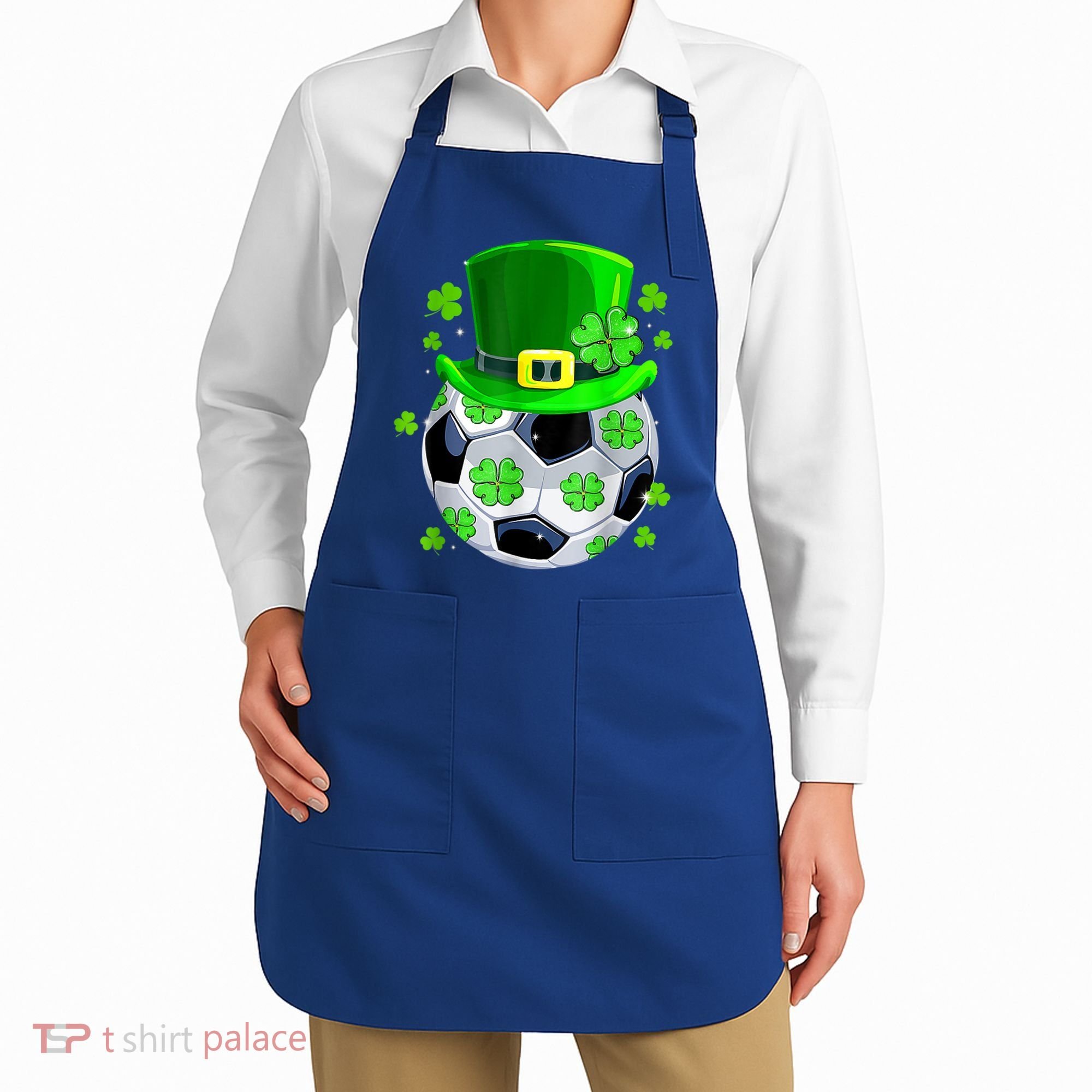 Soccer Ball Shamrock Funny Irish St Patrick Day Apron