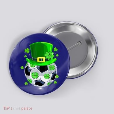 Soccer Ball Shamrock Funny Irish St Patrick Day Button