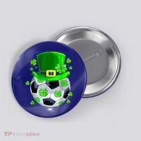 Soccer Ball Shamrock Funny Irish St Patrick Day Button thumb 0