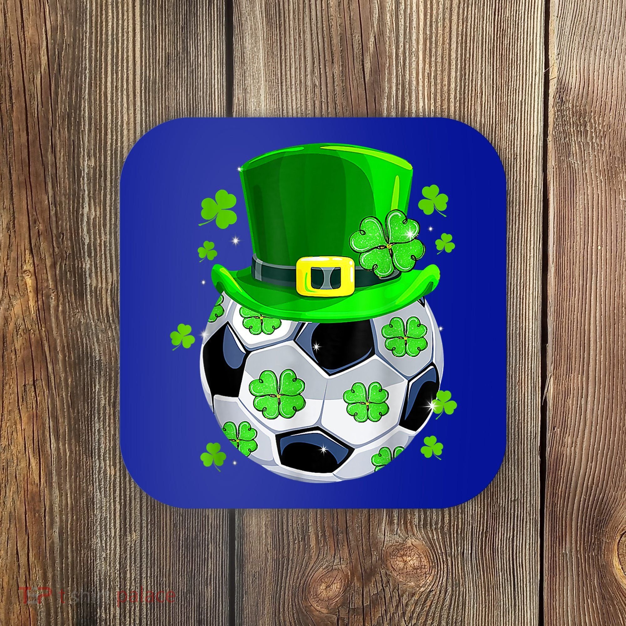 Soccer Ball Shamrock Funny Irish St Patrick Day Coaster