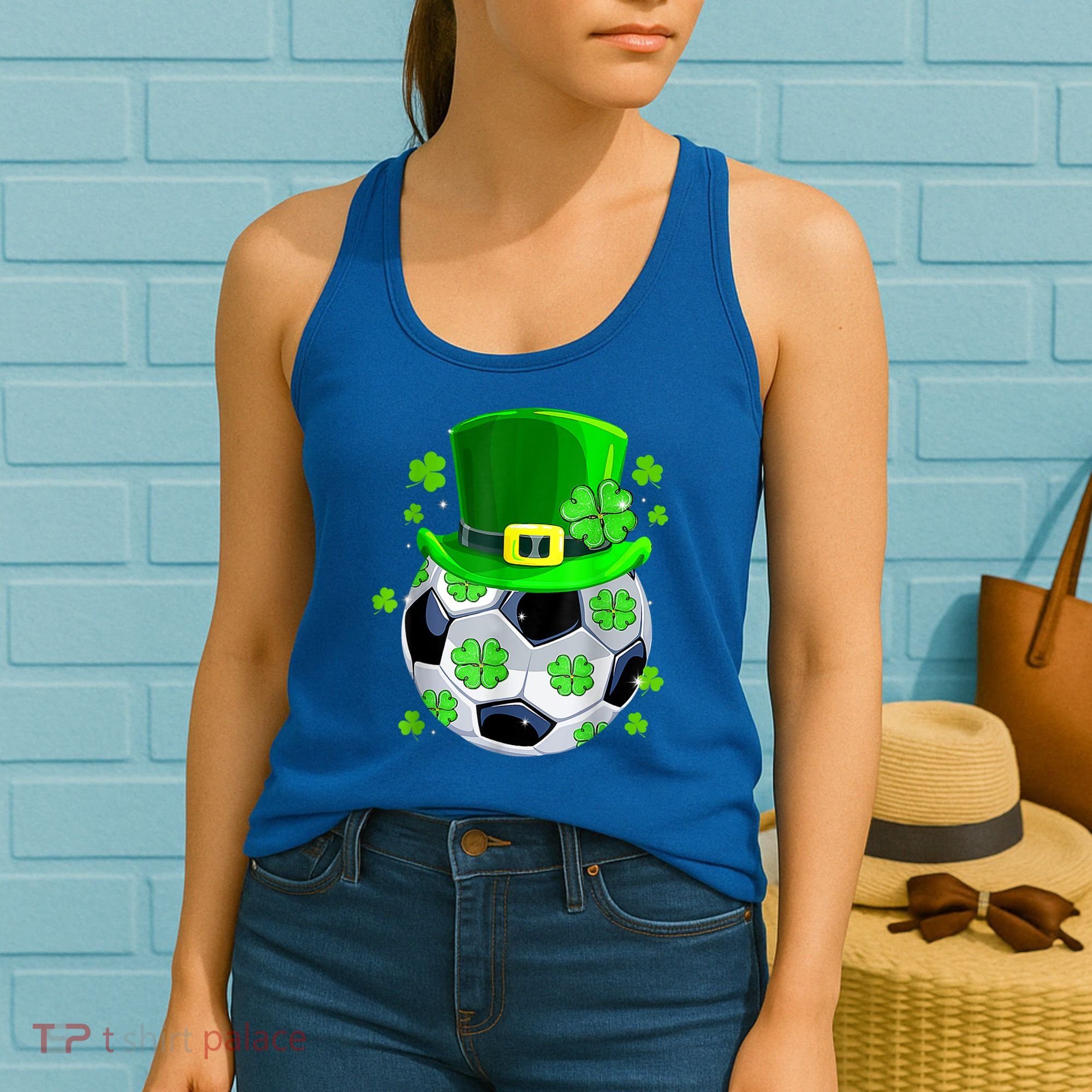 Soccer Ball Shamrock Funny Irish St Patrick Day Women's Tank Top