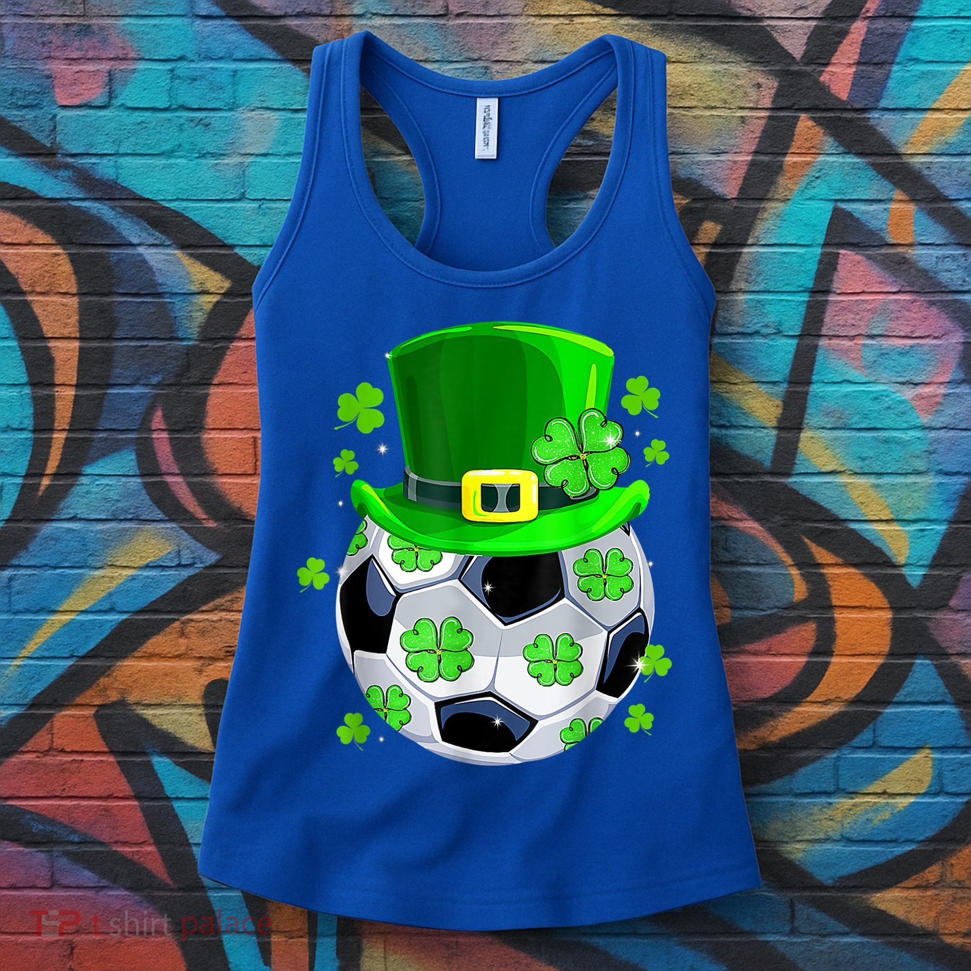 Soccer Ball Shamrock Funny Irish St Patrick Day Women's Tank Top