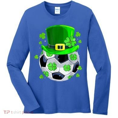 Soccer Ball Shamrock Funny Irish St Patrick Day Women's Long Sleeve Shirt