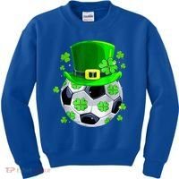 Soccer Ball Shamrock Funny Irish St Patrick Day Kids Sweatshirt thumb 0