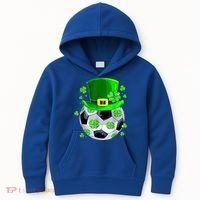 Soccer Ball Shamrock Funny Irish St Patrick Day Kids Hoodie thumb 0