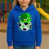 Soccer Ball Shamrock Funny Irish St Patrick Day Kids Hoodie thumb 3