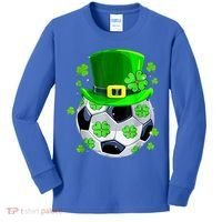 Soccer Ball Shamrock Funny Irish St Patrick Day Kids Long Sleeve Shirt thumb 0