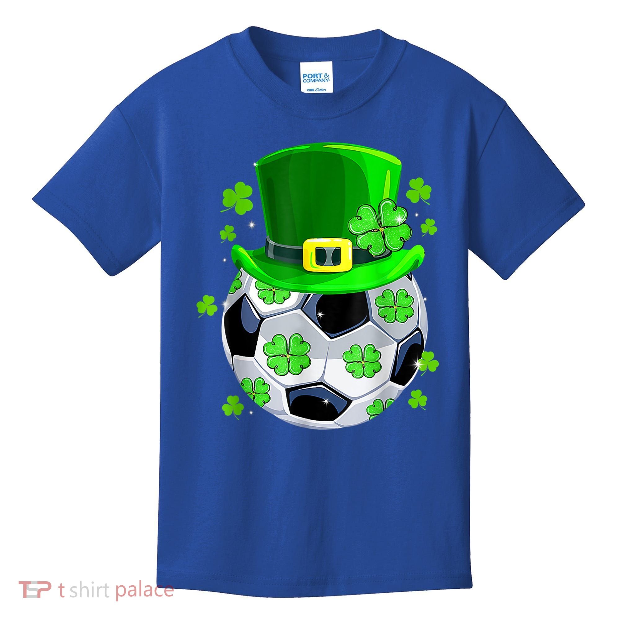 Soccer Ball Shamrock Funny Irish St Patrick Day Kids T-Shirt
