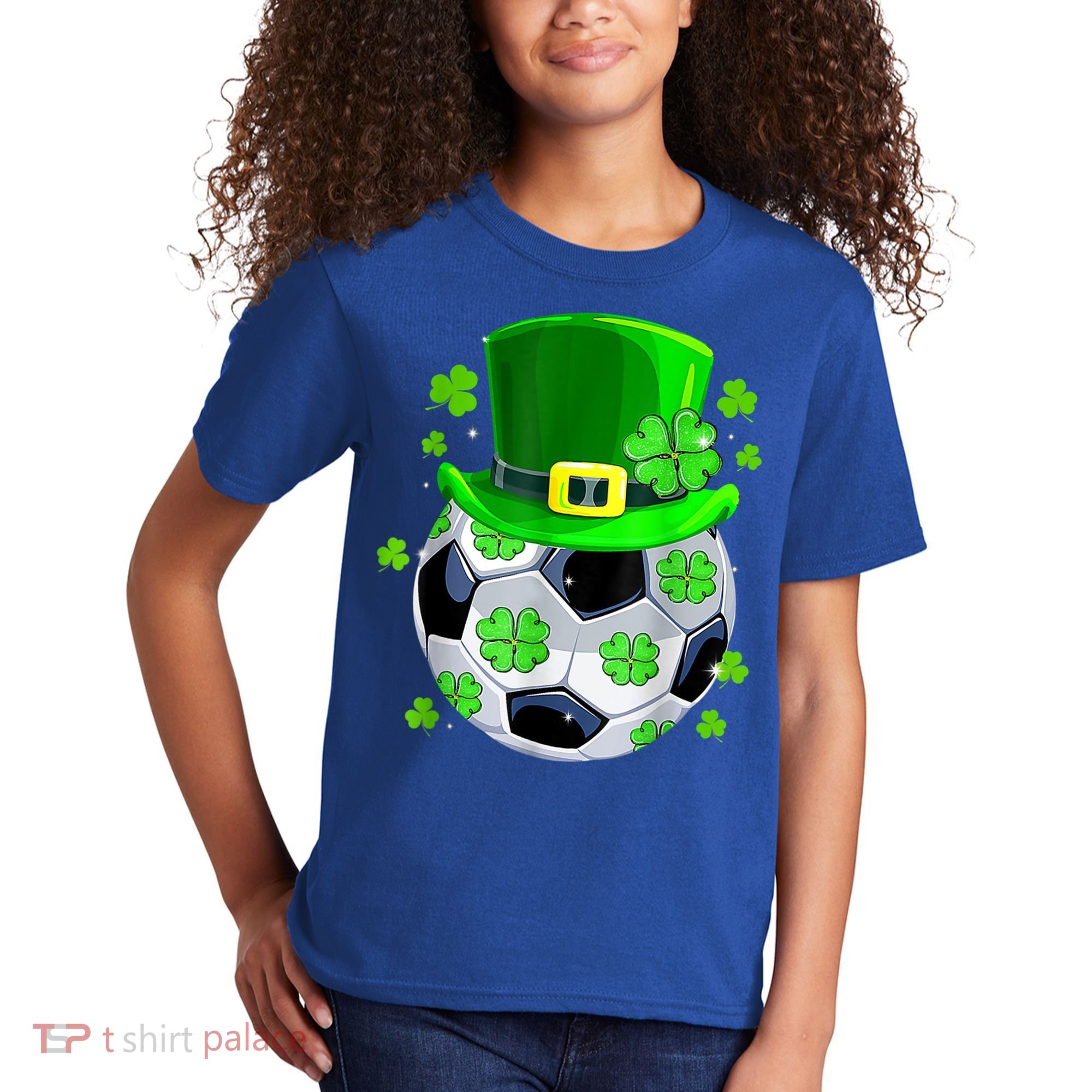 Soccer Ball Shamrock Funny Irish St Patrick Day Kids T-Shirt
