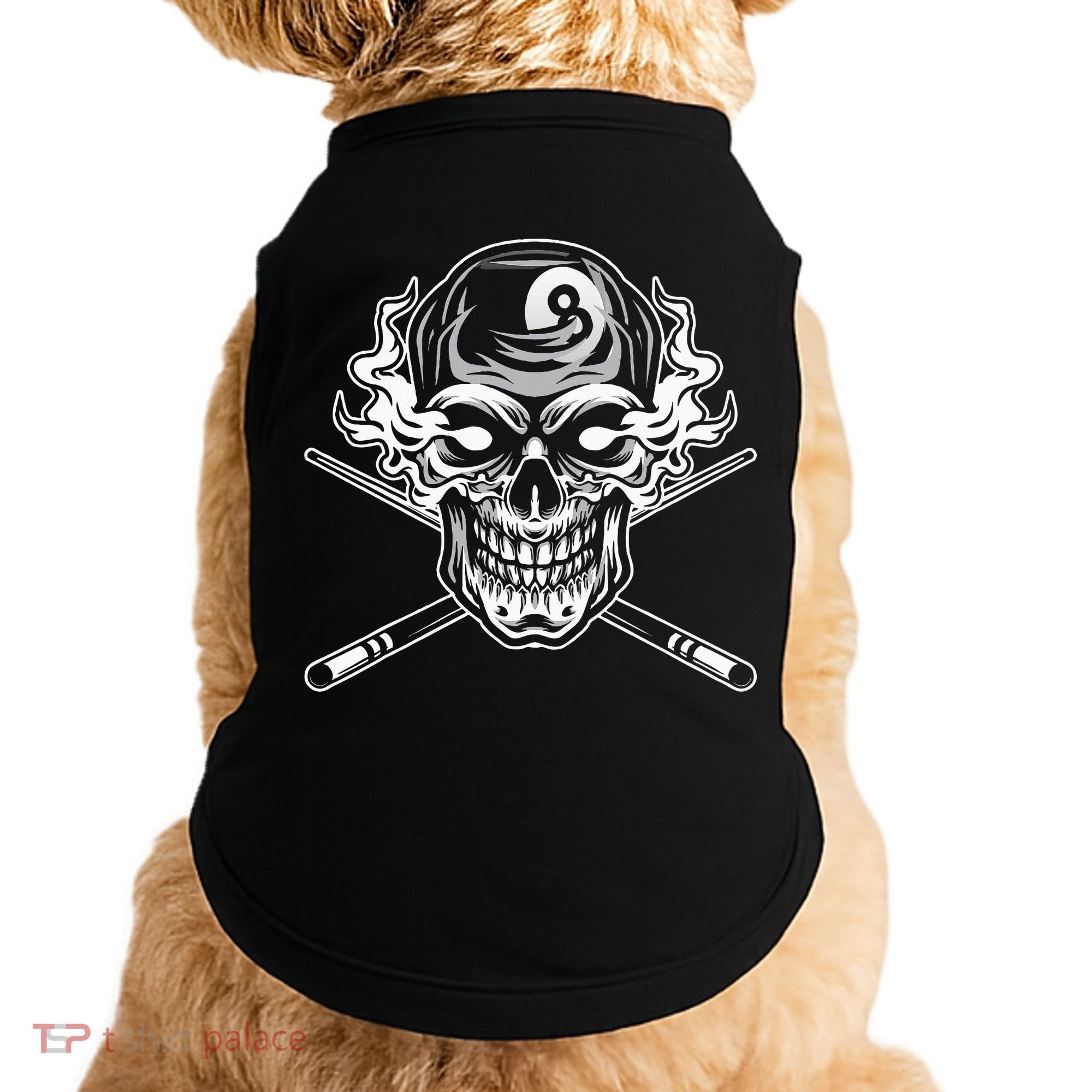 Skull Billiards Snooker Billiard 8 Ball Player Cue Sports Doggie Tank