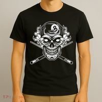 Skull Billiards Snooker Billiard 8 Ball Player Cue Sports T-Shirt thumb 3