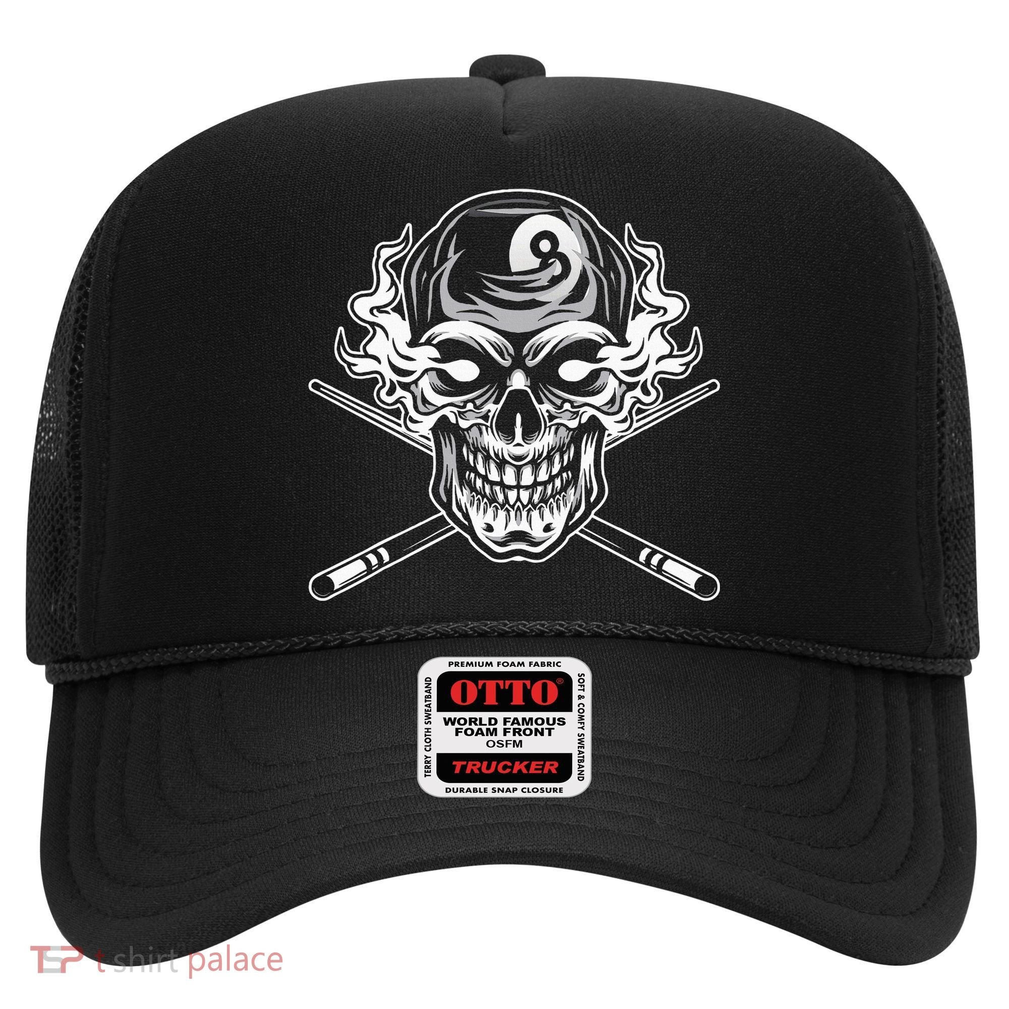 Skull Billiards Snooker Billiard 8 Ball Player Cue Sports Hat