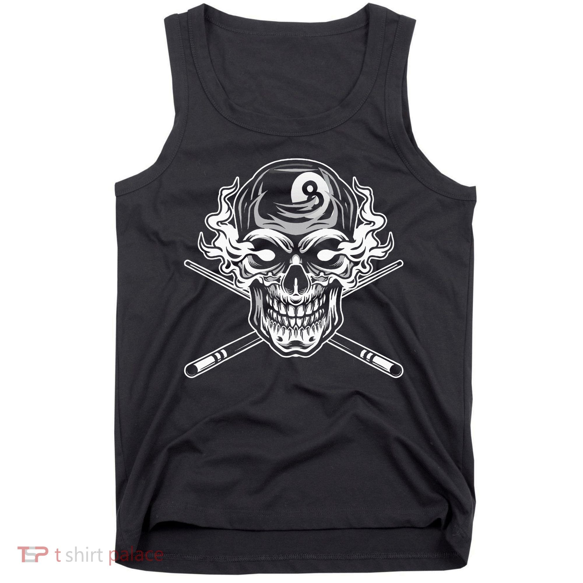 Skull Billiards Snooker Billiard 8 Ball Player Cue Sports Tank Top