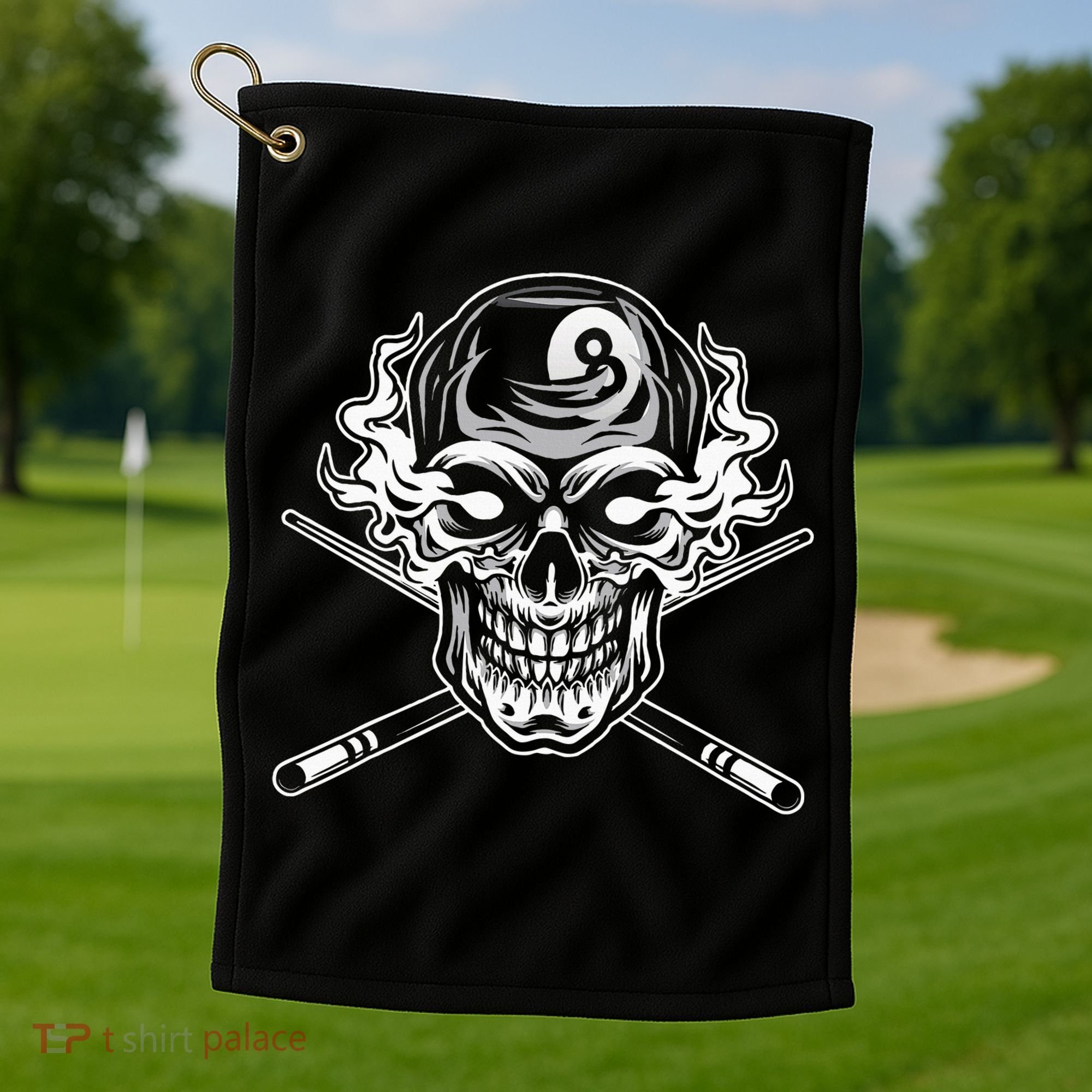 Skull Billiards Snooker Billiard 8 Ball Player Cue Sports Golf Towel