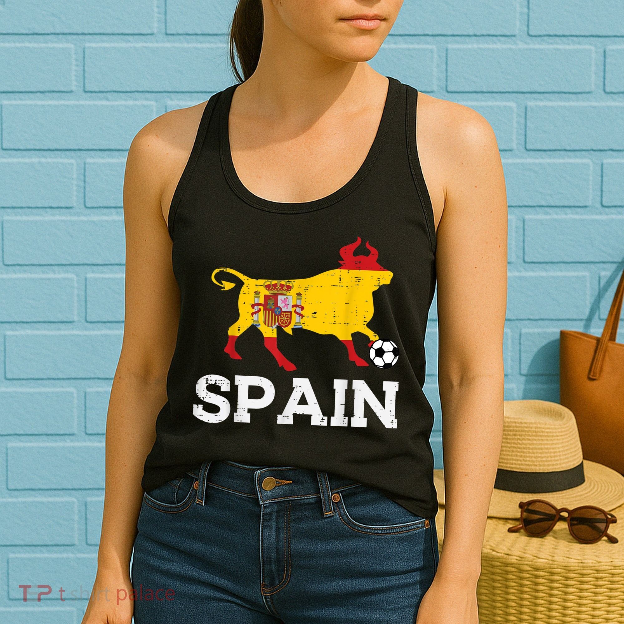 Spain Bull Spanish Soccer Ball    Boys Girls Women's Tank Top