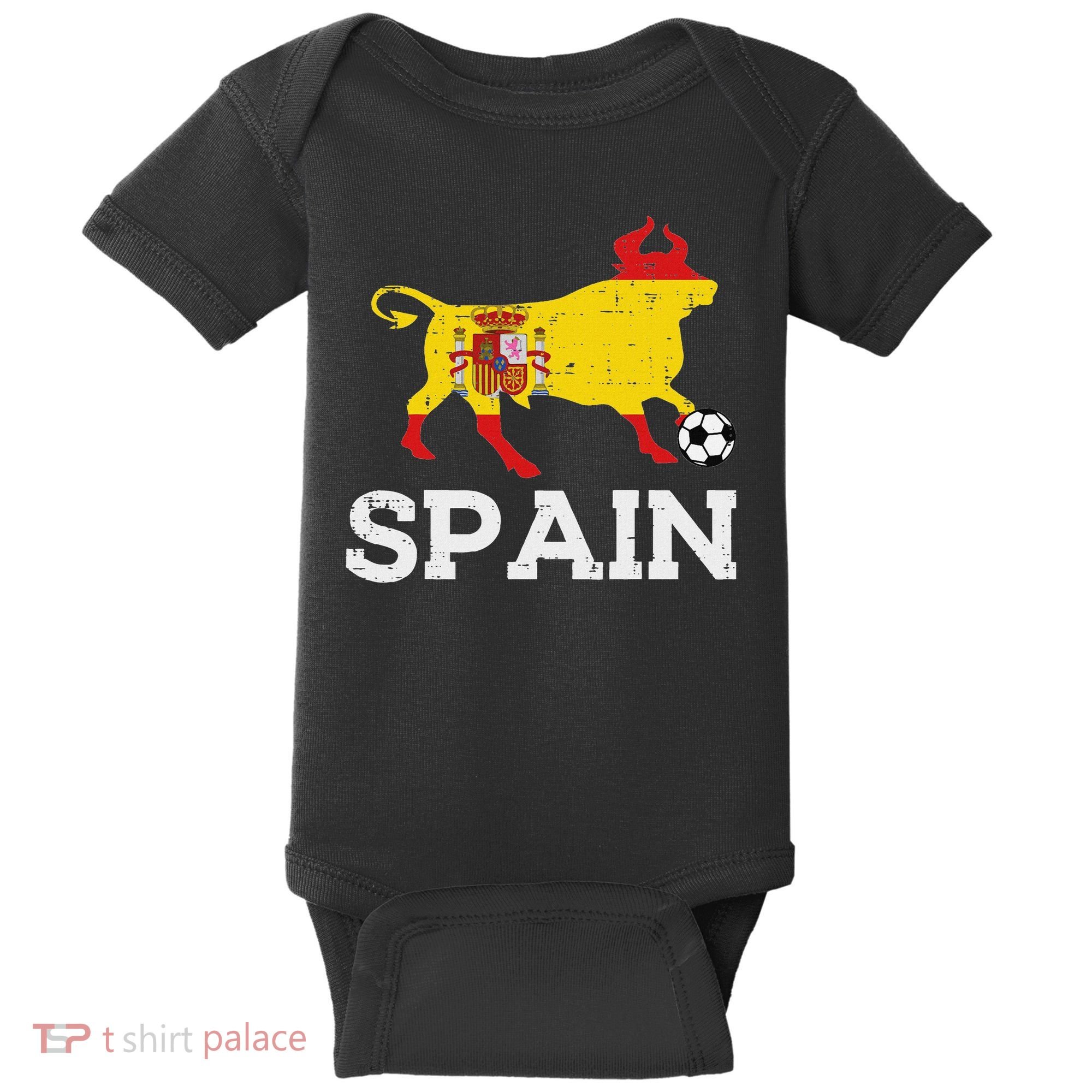 Spain Bull Spanish Soccer Ball    Boys Girls Baby Bodysuit