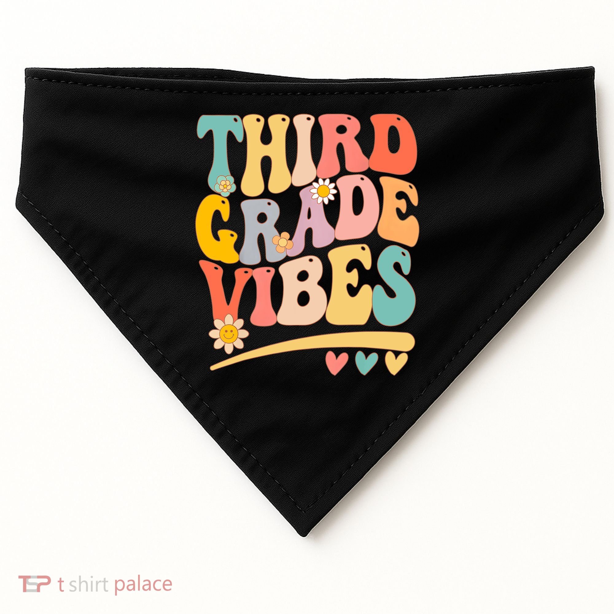 Third Grade Vibes For Girl Boy 3rd Grade Teacher USA-Made Doggie Bandana