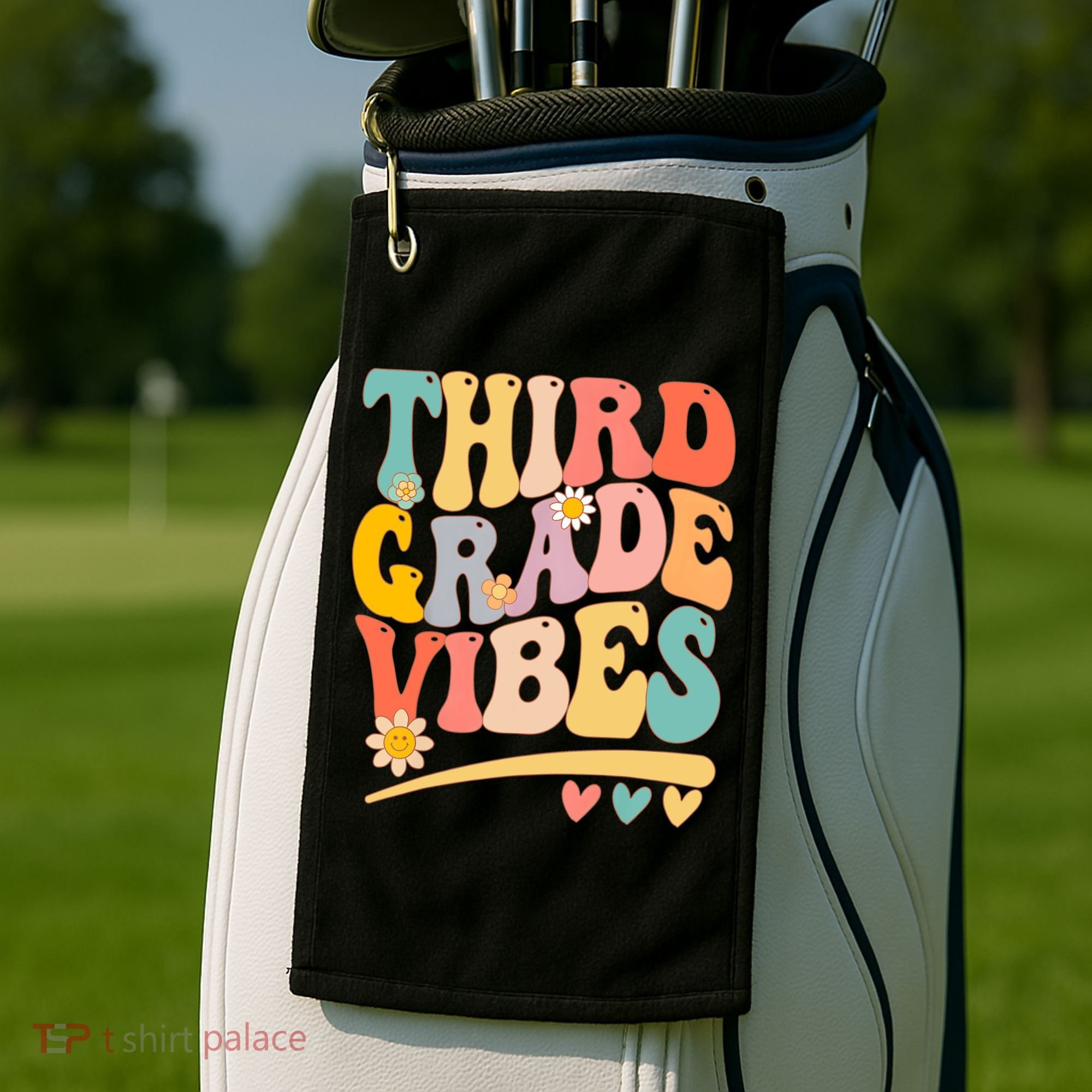 Third Grade Vibes For Girl Boy 3rd Grade Teacher Golf Towel