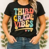 Third Grade Vibes For Girl Boy 3rd Grade Teacher Women's T-Shirt thumb 2