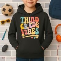 Third Grade Vibes For Girl Boy 3rd Grade Teacher Kids Hoodie thumb 2