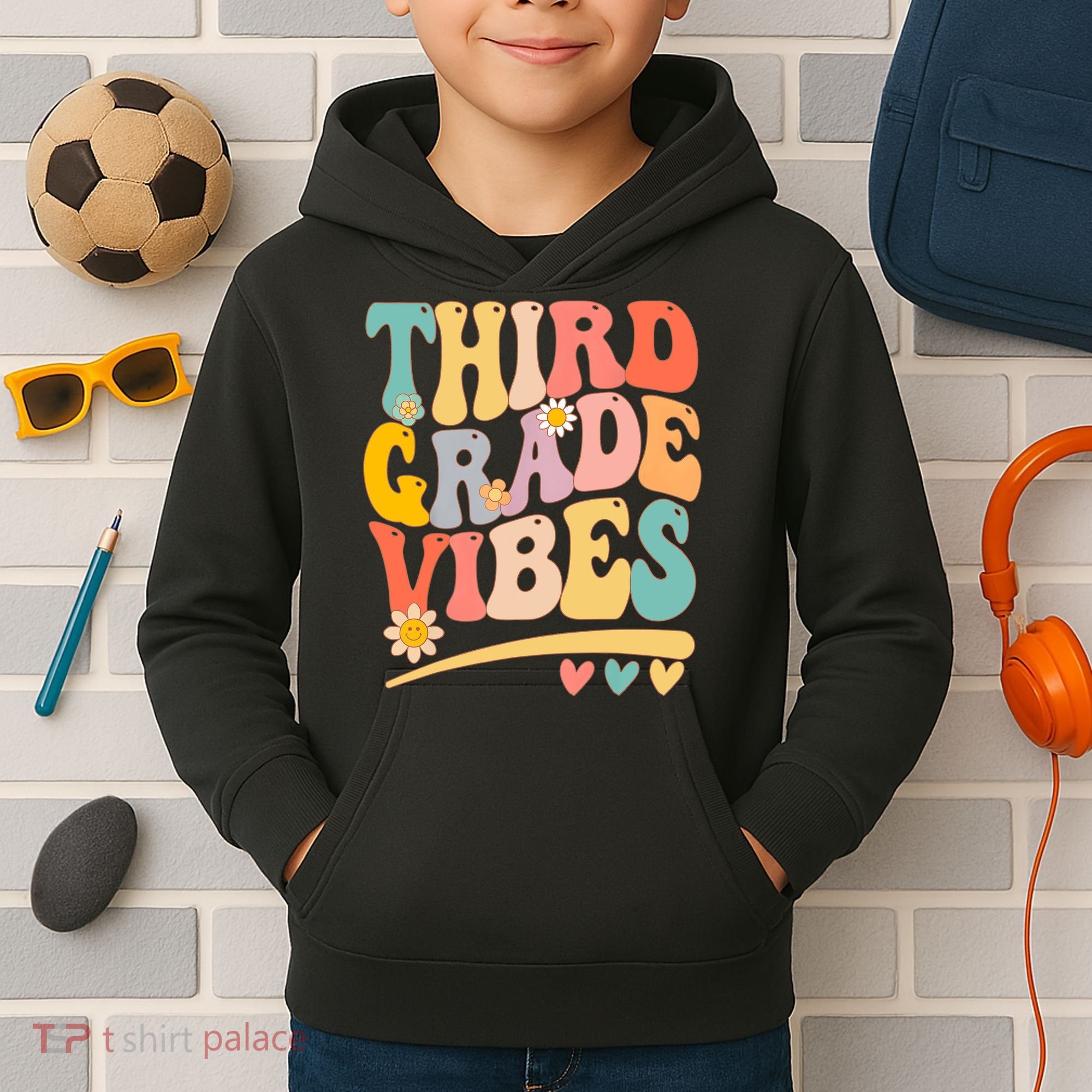 Third Grade Vibes For Girl Boy 3rd Grade Teacher Kids Hoodie