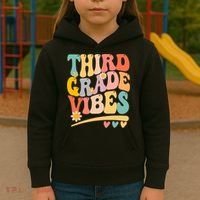 Third Grade Vibes For Girl Boy 3rd Grade Teacher Kids Hoodie thumb 3