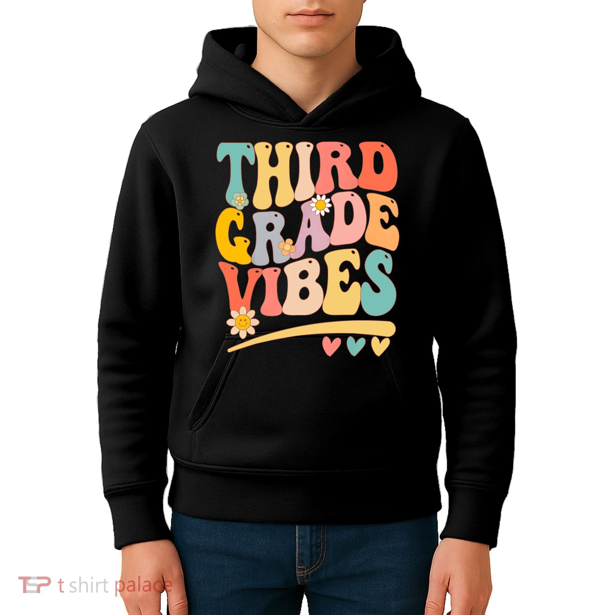 Third Grade Vibes For Girl Boy 3rd Grade Teacher Kids Hoodie