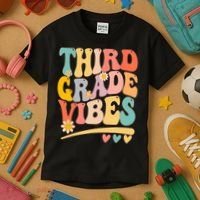 Third Grade Vibes For Girl Boy 3rd Grade Teacher Kids T-Shirt thumb 3