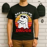 Say Boo To Drugs Funny Halloween Red Ribbon Week Awareness T-Shirt thumb 6