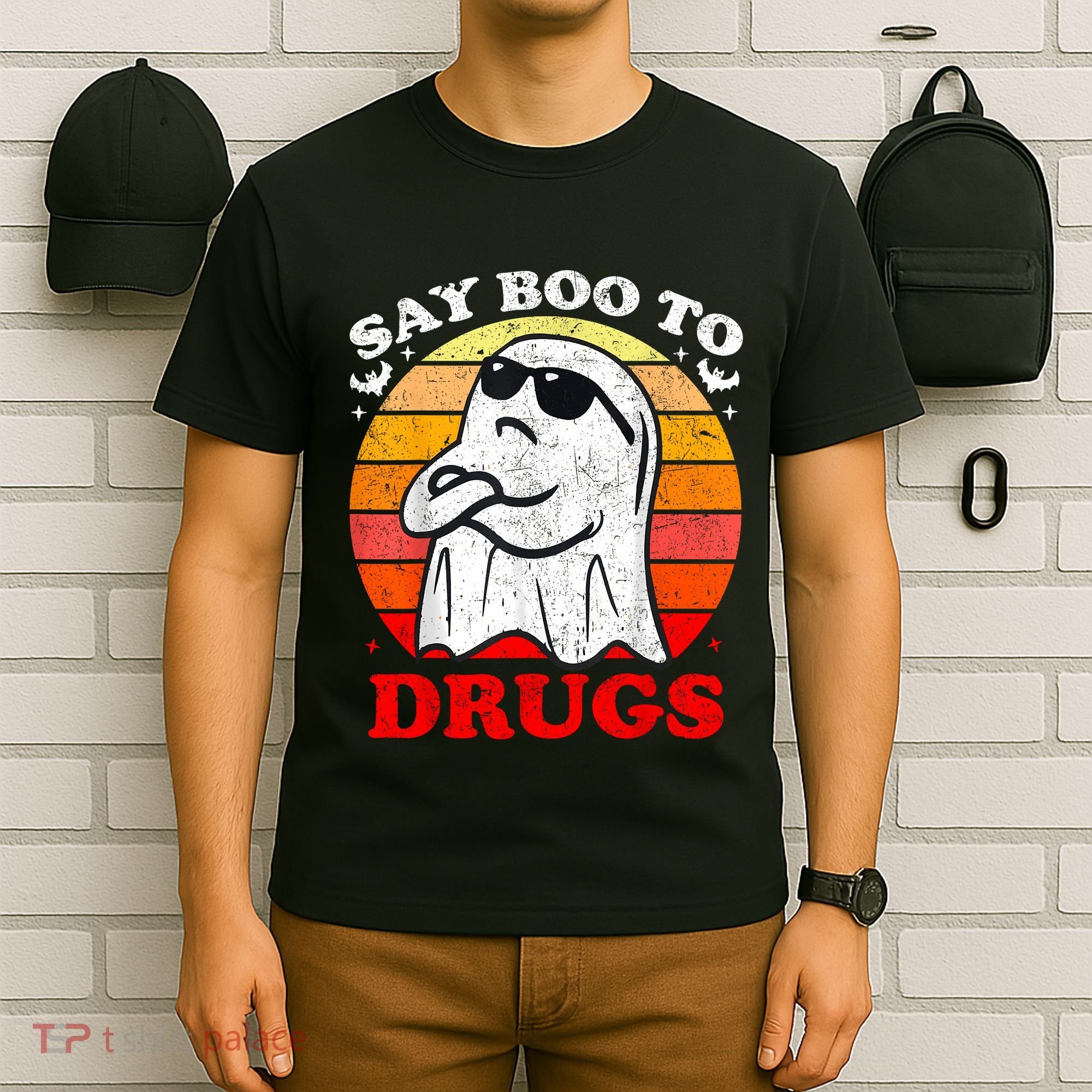 Say Boo To Drugs Funny Halloween Red Ribbon Week Awareness T-Shirt