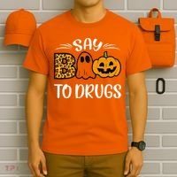 Say Boo To Drugs Funny Halloween Red Ribbon Week Awareness T-Shirt thumb 6