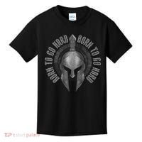 Spartan Born To Go Hard | Warrior Gym Workout Sparta Helmet Kids T-Shirt thumb 0