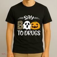 Say Boo To Drugs Red Ribbon Week Awareness Funny Halloween T-Shirt thumb 3