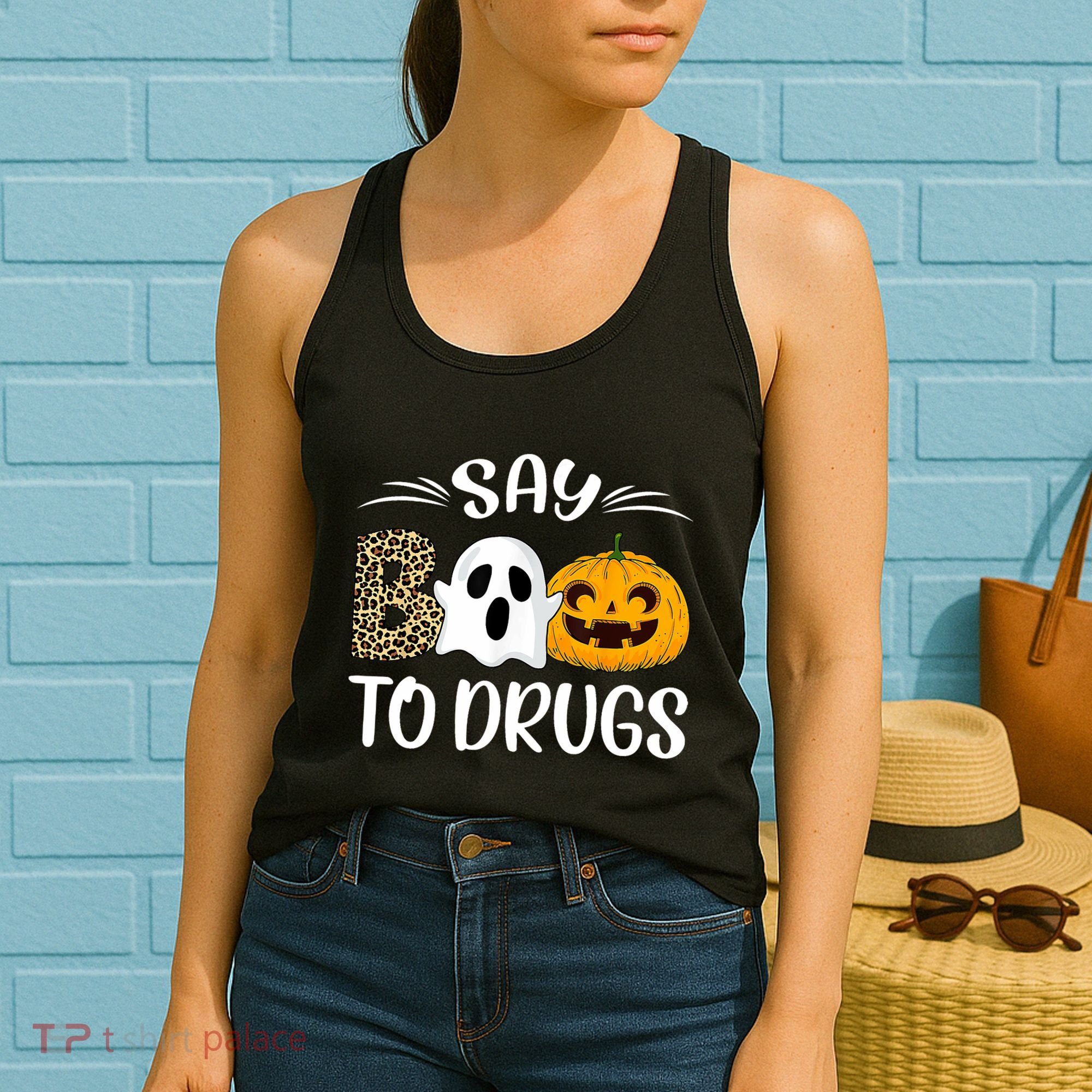 Say Boo To Drugs Red Ribbon Week Awareness Funny Halloween Women's Tank Top