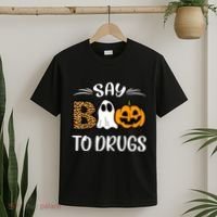 Say Boo To Drugs Red Ribbon Week Awareness Funny Halloween T-Shirt thumb 2