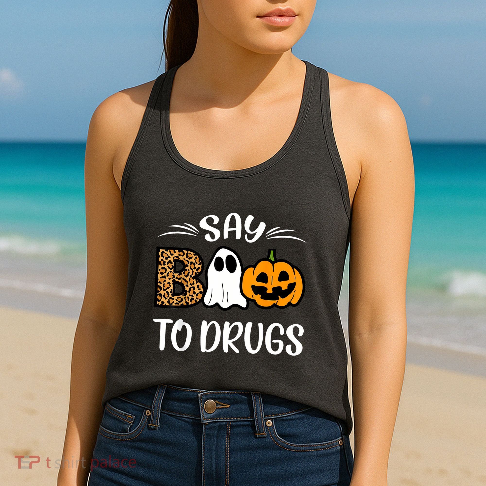 Say Boo To Drugs Red Ribbon Week Awareness Funny Halloween Women's Tank Top