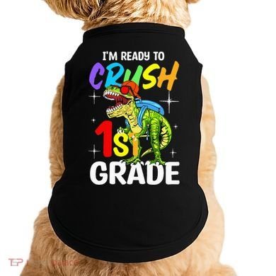 Student Back to School I'm Ready to Crush 1st Grade Dinosaur Doggie Tank