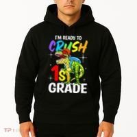 Student Back to School I'm Ready to Crush 1st Grade Dinosaur Hoodie thumb 2