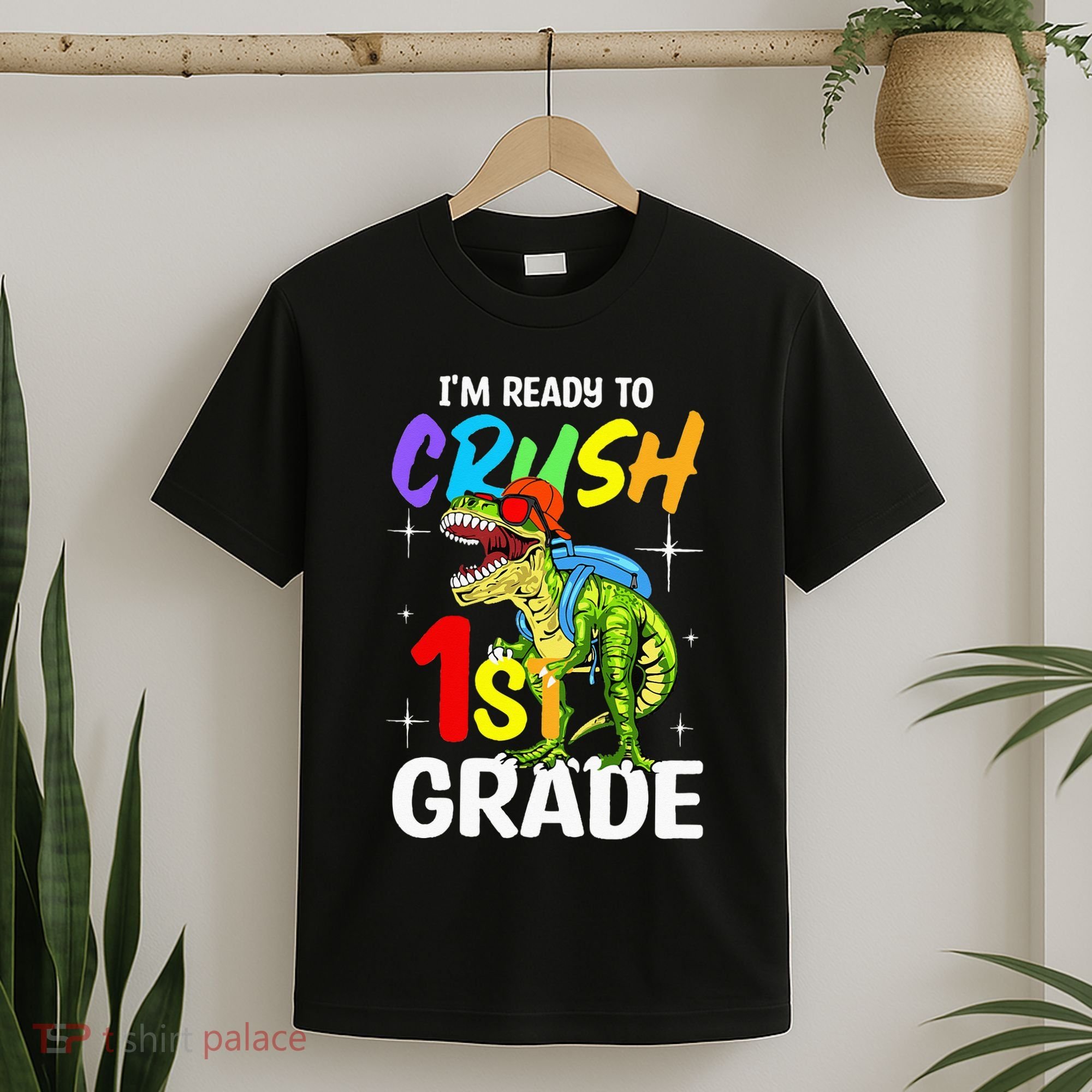 Student Back to School I'm Ready to Crush 1st Grade Dinosaur T-Shirt