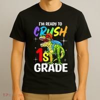 Student Back to School I'm Ready to Crush 1st Grade Dinosaur T-Shirt thumb 3