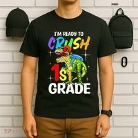 Student Back to School I'm Ready to Crush 1st Grade Dinosaur T-Shirt thumb 6