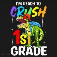 Student Back to School I'm Ready to Crush 1st Grade Dinosaur Women's Hoodie thumb 2
