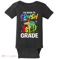 Student Back to School I'm Ready to Crush 1st Grade Dinosaur Baby Bodysuit thumb 0